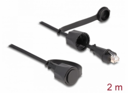 Delock Síťový kabel ze zástrčky RJ45 na zástrčku RJ45, Cat.6, STP, s ochrannou čepičkou, venkovní, IP68, prachotěsný a v