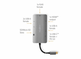 Nedis CCBW64240AT02 - Dokovací Stanice | USB 3.2 Gen 1 | USB-C™ Zástrčka | Micro SD / RJ45 Zásuvka / SD / USB-C™ Zásuvka