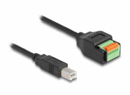 Delock Adaptér kabelu ze zástrčkového konektoru USB 2.0 Typu-B (samec) na svorkovnici, s tlačítkem, 15 cm