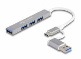 DeLOCK 4portový tenký USB hub s USB Type-C nebo USB Type-A, USB hub