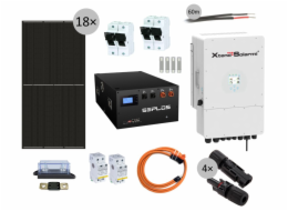 Solarmi HG8000M solární elektrárna: 14,3kWh LiFePO4, 8kW hybridní měnič s limiterem, 18x solární panel (8,37kWp)