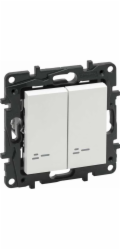 Legrand Niloe Step - dvojitý podsvícený schodišťový spínač 10 AX - bílá barva 863118
