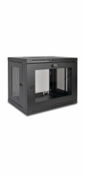 Skříň SmartRack 9U, Mini Rack, Š=600mm, Hl=450mm, hloubka pro přepínače, prosklené dveře, na stěnu