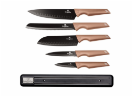 Sada nožů s magnetickým držákem 6 ks Rosegold Metallic Line BH-2697