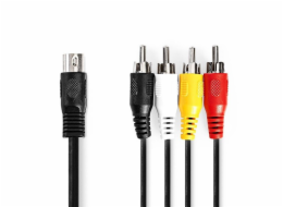 NEDIS redukční audio kabel DIN/ 5pin zástrčka DIN - 4× zástrčka RCA/ černý/ bulk/ 1m