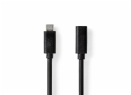 Nedis CCGL64010BK10 NEDIS prodlužovací kabel USB 3.2 Gen 1/ USB-C zástrčka - USB-C zásuvka/ kulatý/ černý/ bulk/ 1m