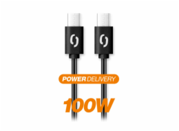 Datový kabel ALIGATOR POWER 100W, USB-C/USB-C 5A, 1,5m černý