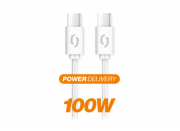 Datový kabel ALIGATOR POWER 100W, USB-C/USB-C 5A, 1,5m bílý