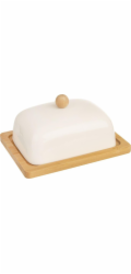 Máslenka oblá WHITELINE porcelán/bambus