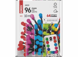 LED vánoční cherry řetěz – kuličky, 10 m, RGB, ovladač, programy, časovač