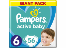 Pampers Active Baby Plenky Velikost 6, 13kg-18kg, 56ks