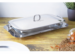 Servírovací mísa s tácem nerez / sklo 3 L BH-1386