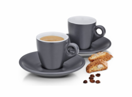 Hrnek na espresso s podšálkem sada 4 ks MATTIA šedá KL-12751