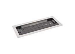 Legrand - Incara™ Flip-up - Zapuštěný zásuv. blok uzavíratelý 3x2P+T/USB A+C (15W) RJ45 Cat6 FTP HDMI, kabel 2m