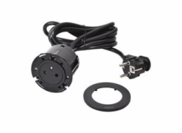 Legrand - Incara™ Disq 60 - Zapuštěná zásuvka 2P+T, černá, 2m