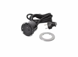 Legrand - Incara™ Disq 60 - Zapuštěná zásuvka 2P+T, černá/kov, 2m