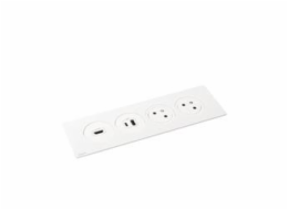 Legrand - Incara™ Disq In - Zapuštěný zásuvkový blok 2x2P+T/USB A+C, bílá, kabel 2m, bez rámečku!