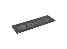 Legrand - Incara™ Disq In - Zapuštěný zásuvkový blok 2x2P+T/USB A+C/HDMI, černá, kabel 2m, bez rámečku!