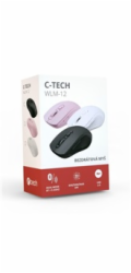 C-TECH myš Dual mode, bezdrátová, 1600DPI, 6 tlačítek, růžová, USB nano receiver