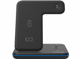 CANYON Bezdrátová nabíječka WS-302B, 3v1, vstup 9V/2A, 12V/2A, výstup 15W/10W/7.5W/5W, Type C to USB-A, černá