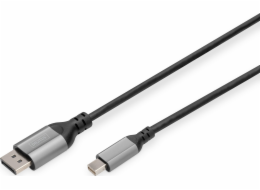 DIGITUS 8K DisplayPort Kabel 1.4 60Hz, mini DP/DP, Alu schwarz 1m