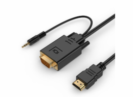 Převodník mini jack HDMI na VGA 3m černý