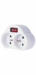 Rozbočovací zásuvka 2× kulatá s vypínačem, bílá