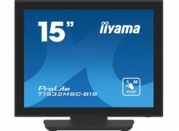 iiyama ProLite T1532MSC-B1S - LCD monitor - 15" - dotykový displej - 1024 x 768 - TN - 350 cd/m2 - 800:1 - 8 ms - HDMI, VGA, DisplayPort - reproduktory - černá, matná