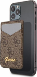 Guess 4G Magnetic Cardslot Triangle Logo hnědá Noste své zařízení v moderním originálním Guess designovaném příslušenství, z vysoce kvalitních materiálů
