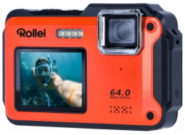 Rollei Sportsline 64 Selfie/ 64 MPix/ 16x zoom/ 2,8" LCD+ 2"LCD/ 4K video/ Voděodolný 5m/ Oranžový