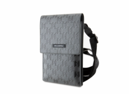 Karl Lagerfeld Saffiano Monogram Wallet Phone Bag stříbrný Karl Lagerfeld PU Phone bag je perfektní taška přes rameno, nejen pro Váš telefon, peněženku, doklady, klíče.