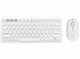 Logitech Pebble 2 Combo, bezdrátová klávesnice a myš, bílá