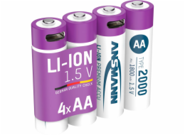 1x4 Ansmann Lithium Akku Mignon AA 1800mAh + Ladekabel 1312-0036