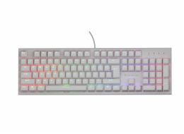 Genesis herní mechanická klávesnice THOR 303/RGB/Outemu Peach Silent/Drátová USB/US layout/Bílá