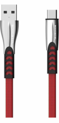 USB CABLE TYP-C 2.4A RED FLAT 2400mAh QUICK CHARGER QC 3.0 1M POWERLINE SMS-BW02 - METAL PLUGSS