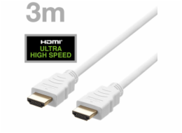 DELTACO Kabel HDMI 2.1 M/M 3m, 8K Ultra High, bílý