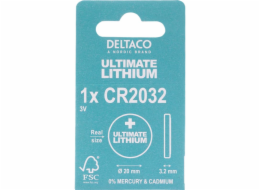 DELTACO Ultimate CR2032, Gombíkové batérie, 1ks