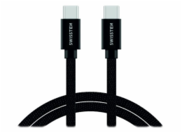 Swissten datový kabel USB-C / USB-C s textilním opletem, 2,0 M Černý