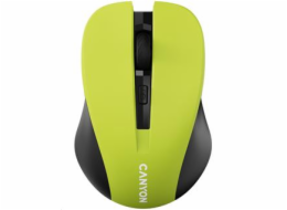 CANYON myš optická bezdrátová CMSW1, nastavitelné rozlišení 800/1000/1200 dpi, 4 tl, USB nano reciever, žlutá