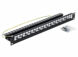 Triton 19  modulární patch panel 1U pro max. 24ks keystone,otvor 14,8x17,5mm , šedý