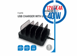 DELTACO DPS-0100, 3x USB A, Nabíjecí stanice, 40W