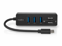 Nedis CCGB64250BK01 NEDIS USB hub/ zástrčka USB-C zástrčka/ 3x zásuvka USB-A/ 5 Portů/ USB 3.2 Gen 1/ 5 Gbps/ SD & MicroSD/ černý/ blistr