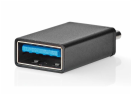 NEDIS USB-C adaptér/ USB 3.2 Gen 1/ zástrčka USB-C/ zásuvka USB-A/ 5 Gbps/ OTG/ kulatý/ poniklovaný/ černý/ blistr