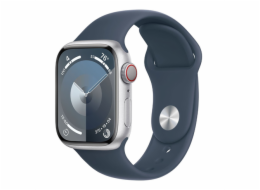Hodinky Apple Watch Series 9 GPS + Cellular, 45mm Silver Aluminium Case with Storm Blue Sport Band - M/L