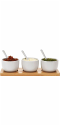 Servírovací misky se lžičkami porcelán / bambus KO-795880010