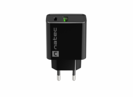 Universální nabíječka Natec RIBERA 20W 1X USB-A + 1X USB-C, černá