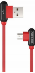 NATEC NKA-1199 Extreme Media cable microUSB to USB (M), 1m, Angled Left/Right, Red