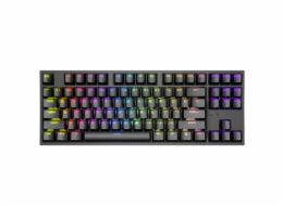 Genesis herní mechanická klávesnice THOR 404/RGB/Gateron Yellow Pro/Drátová USB/US layout/Černá