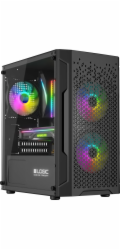 LOGIC PC skříň Aramis ARGB MINI 1x USB 3.0, 2x USB 2.0 + audio, černá, bez zdroje