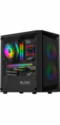 LOGIC PC skříň Atos ARGB MINI 1x USB 3.0, 2x USB 2.0 + audio, černá, bez zdroje